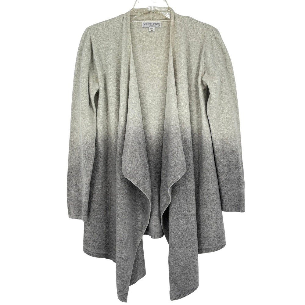 Barefoot Dreams Bamboo Chic Lite Cardigan Sweater Size L/XL Dip Dye Drape Front